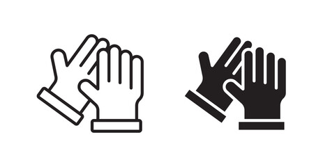 Obraz premium Glove outlined and solid icon vector collection.