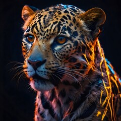 Obraz premium featuring a jaguar , colorful details, this high-resolution image combines fantasy and realism