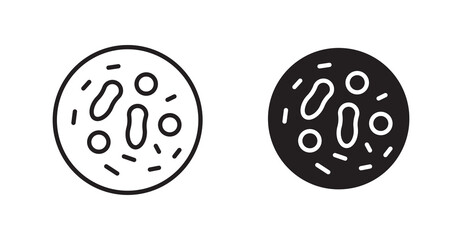 Microorganism outlined and solid icon vector collection.