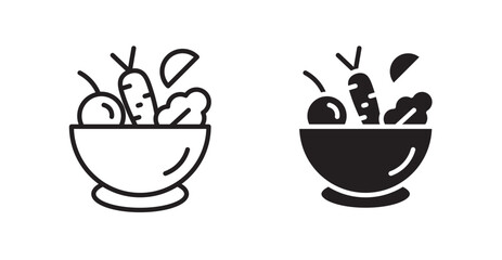 Salad outlined and solid icon vector collection.