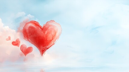 Obraz premium Heartfelt love in the skyromantic clouds scenic landscape digital artwork perspective