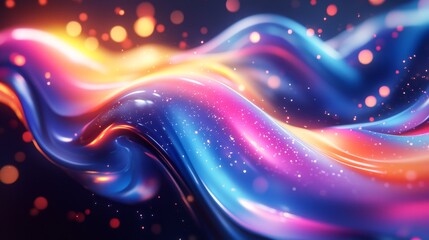 Fototapeta premium Colorful Wave with Glitter Effect On Black Background, HD Wallpaper. Generate Ai