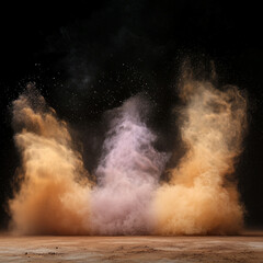 Fototapeta premium Cinematic Sand Dust Explosion Backdrop with Ground Light, Perfect for Baseball, Softball, Football, Soccer, Dance, and Outdoor Sports