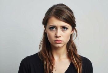 Naklejka premium Portrait of a young woman with a sad expression