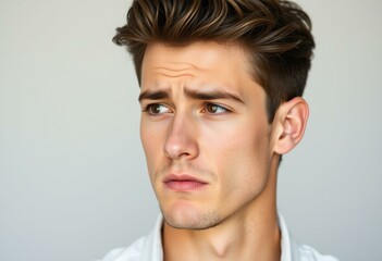 Obraz premium Portrait of a young man with a disappointed expression