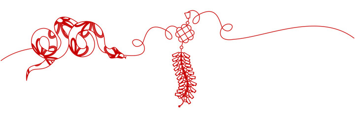 Line art illustration firecracker for a background chinese new year