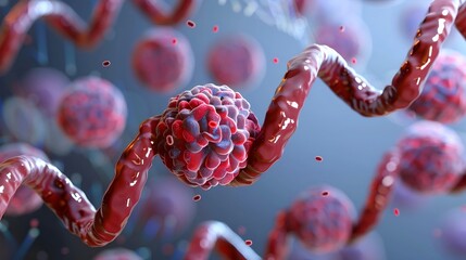 Dedicated scientist analyzing DNA sequences on advanced digital display for groundbreaking cancer research. Innovative laboratory equipment and detailed medical charts support complex genetic studies 