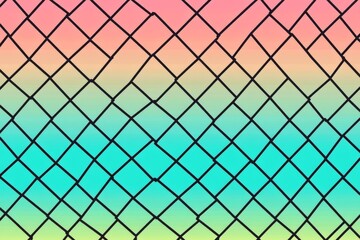 Fototapeta premium A vibrant gradient background featuring pastel shades with a black chain-link fence pattern overlay.