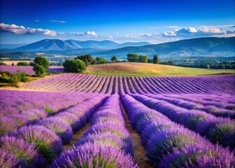 Fototapeta premium Enchanting Lavender Fields in Southern France: A Tilt-Shift Photography Perspective of Nature's Beauty and Aromatic Delights