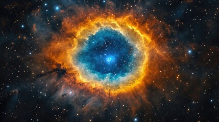 Naklejka premium Celestial Ring Nebula Cosmic Dust and Stars