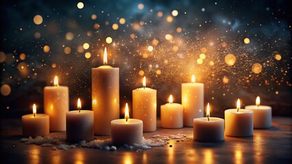 Enchanting Stylized Candles Illuminating a Dark Background for a Serene and Calming Atmosphere with a Touch of Magic