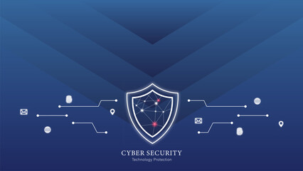 Cyber ​​security technology protection concept background. Shield protection. Vector illustration