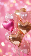 Fototapeta premium pink heart shaped balloons