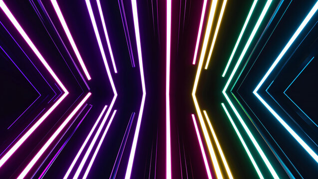 Colorful neon lights creating a futuristic tunnel effect