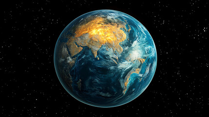 Obraz premium An awe-inspiring perspective of Earth’s beauty from the cosmos, with visible continents and oceans.