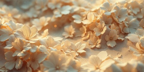 Soft Beige Floral Pattern with Delicate 3D Flower Details
