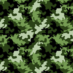 Camouflage pattern for fabrics print, textile and backgrounds. Trendy style camo, seamless repeat print. Vector illustration. Khaki texture, military army hunting