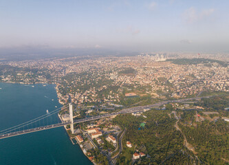 Obraz premium Aerial View of Istanbul with Bosphorus Bridge and Cityscape
