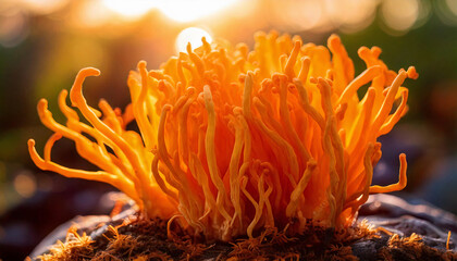 cordyceps mushroom, food, healthy, medicine, energy, biological, organic, nature, plant, red, macro, color, flora, orange, bright, summer, ingredient, vegetarian, fresh, cooking, eating, yellow, meal,