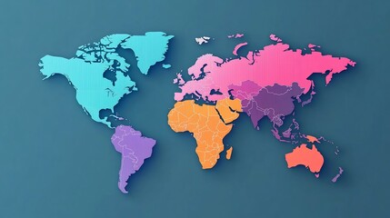Fototapeta premium Dynamic World Map with Financial Data Overlays and 3D