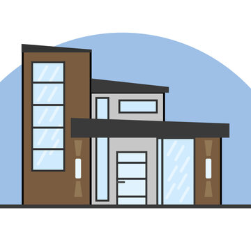 modern brown house flat design clip art preview
