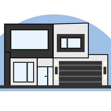modern black and white house design clip art preview