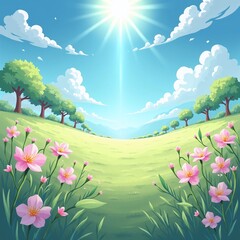 Obraz premium A soft floral scene of blooming white flowers in warm sunlight and a dreamy atmosphere.