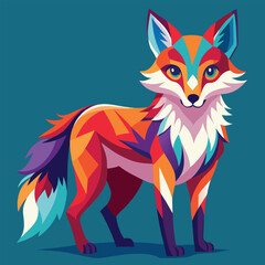 Obraz premium Colorful Fox Full Body Illustration – Vibrant Wildlife Art