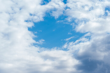 Fototapeta premium Background blue sky with white clouds. Calm sky. A sky background to add to your photos
