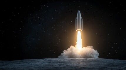 Fototapeta premium Rocket Launch Space Exploration Night Sky Stars Cosmic Journey Mission to Space Astronaut Galaxy