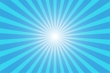 Obraz premium Blue rays background with sunburst and warm glowing light, vector illustration featuring beams and sunny abstract design.