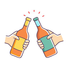 clinking bottles vector icon, new year vector illustration - simple illustration of clinking bottles, symbolizing holiday celebrations and festive spirit new year flat illustration 