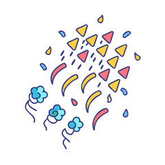 confetti rain vector icon, new year vector illustration - simple illustration of confetti rain, symbolizing holiday celebrations and festive spirit new year flat illustration 