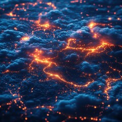 Fototapeta premium A vibrant depiction of a network of lights resembling a cityscape at night.