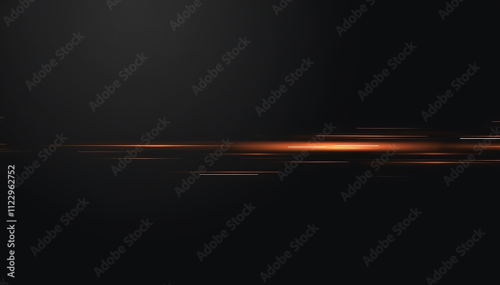 Poster abstract image featuring horizontal orange light streaks on a dark background. suggests motion/speed