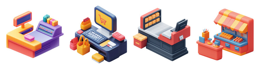 Isolated Retail Items on Transparent Background