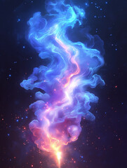 Abstract glowing nebula, cosmic energy, ethereal smoke, digital art
