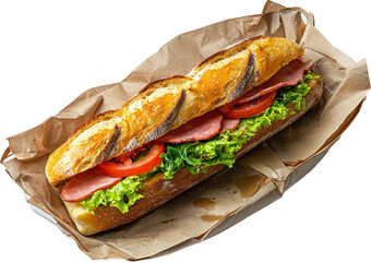 Delicious sub sandwich with fresh ingredients