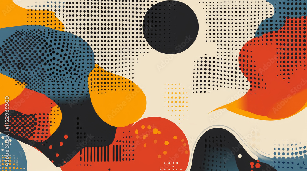 Poster abstract vector background with simple geometric figures and dots. graphic design element and polygo
