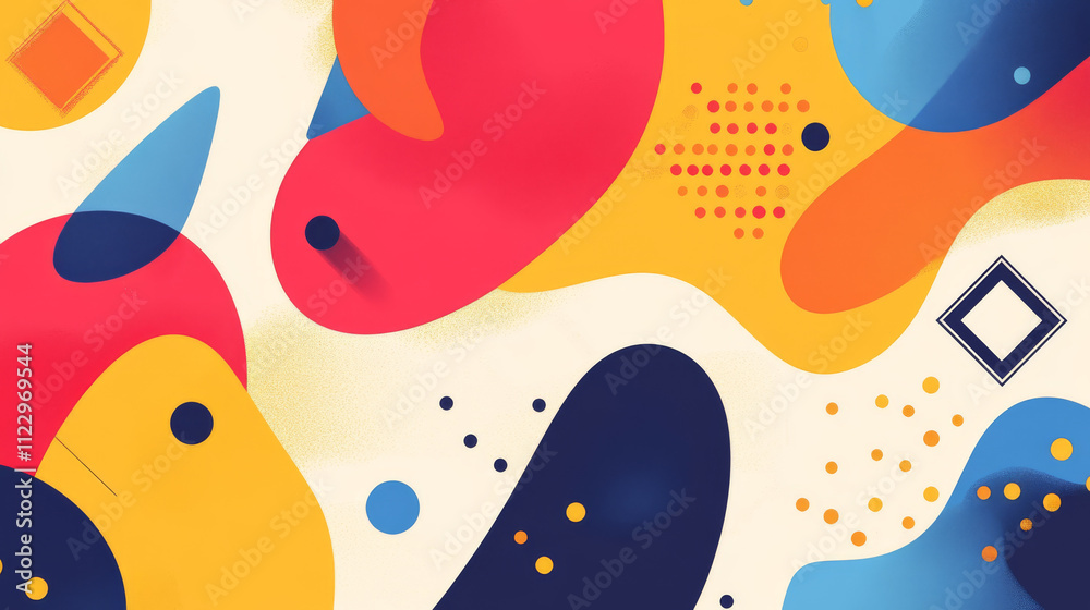 Poster abstract vector background with simple geometric figures and dots. graphic design element and polygo