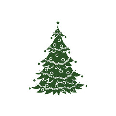 Christmas trees set isolated on white background. Colorful winter trees collection for holiday xmas and new year. Vector illustration.