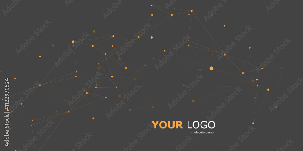 Poster Biology symbol internet design. Triangle geometric circle data molecular concept. Vector connect design