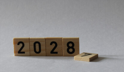 turn of the year 2027 2028 wooden blocks