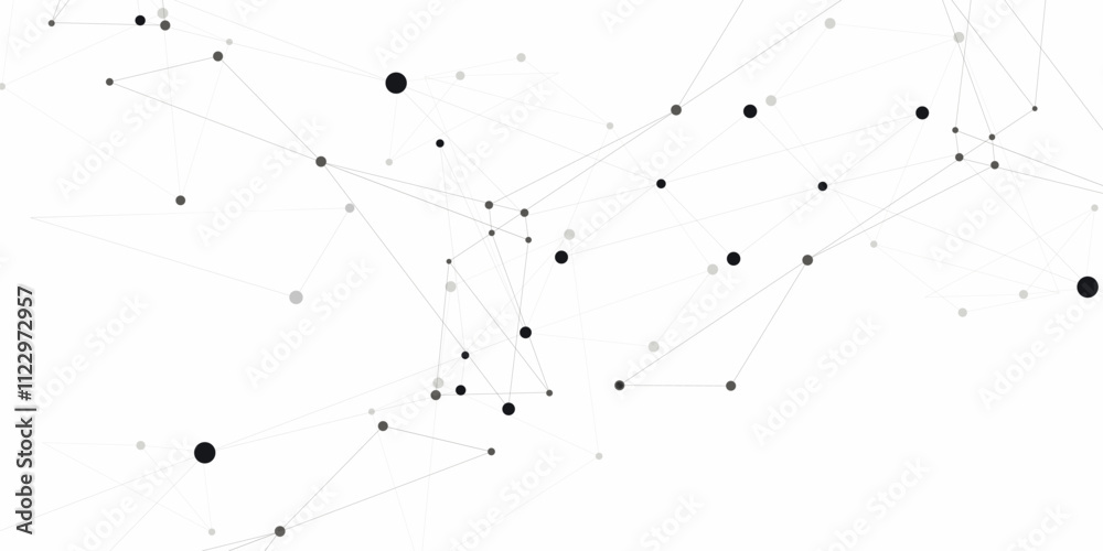 Aufkleber Biology symbol internet design. Abstract science research global connectivity. Vector connect dots and lines design