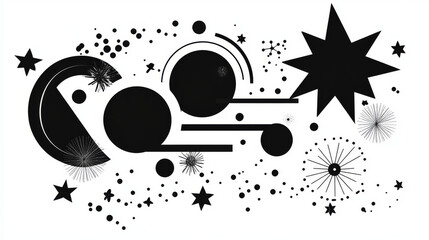 Obraz premium Big vector set of brutalist geometric shapes. Bauhaus abstract graphic design elements. Trendy abstract minimalist figures, stars, flowers, circles.