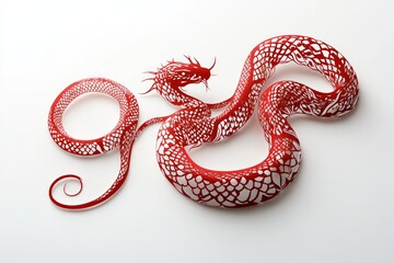 Obraz premium Paper Cuttings, snake on a white background, new year 