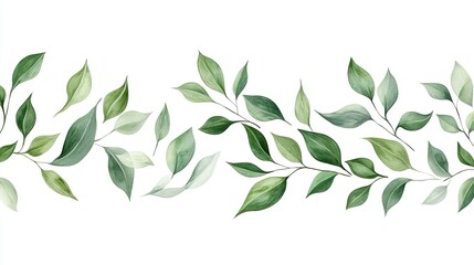 Green leaves flying on a white banner. Fresh tea background. Beauty products.