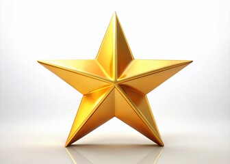 Obraz premium Isolated 3D Gold Star on White Matte Background for Rating and Feedback Design in Games and Applications Perfect for Award and Review Symbols