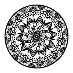 Doodle  mandala illustration inspired by wheels and flower that can be used for sticker, book, mandala, scrapbook, icon, decorative, etc. with aesthetic colorful color