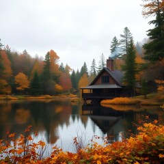 Obraz premium autumn in the park , Autumn Retreat 